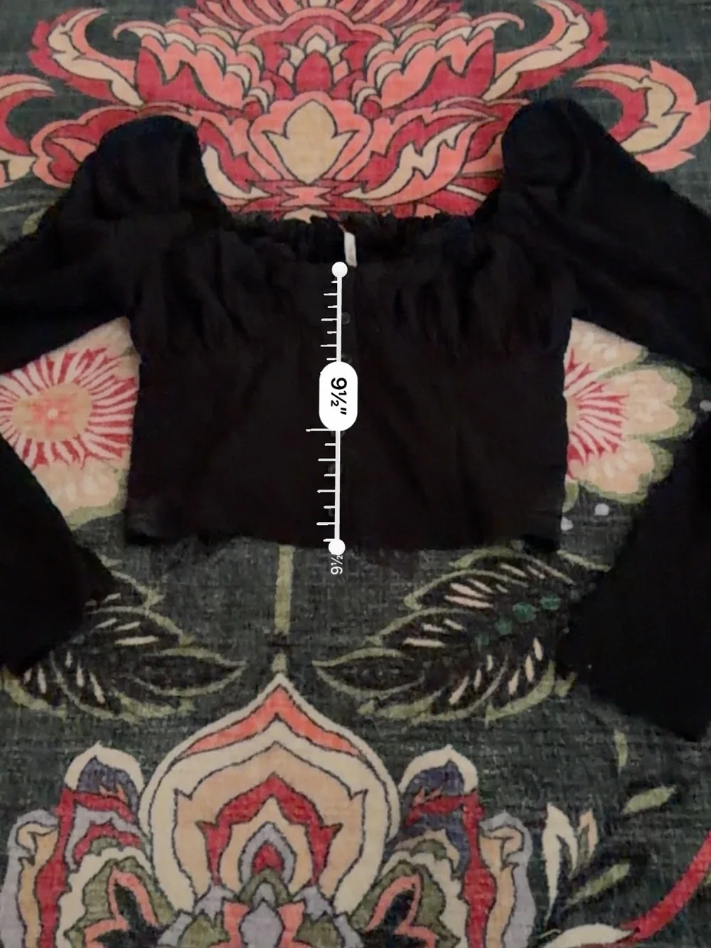 Free People Ladybug Top Black Smocked Puff Sleeve Crop Top Size S